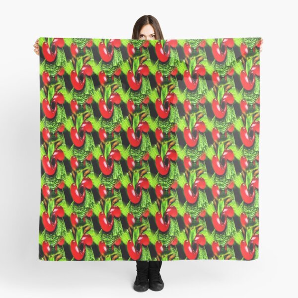 Red Berries Green Leaves Abstract Nature Art Scarf