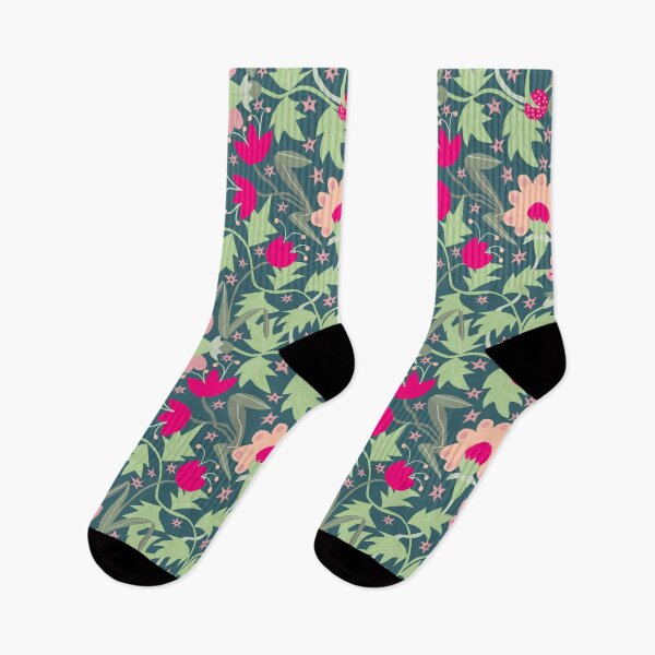 Item preview, William Morris Style Floral Repeat #1 Dark Teal Back designed and sold by MarbleCloud.