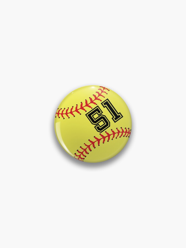 Softball Player Gifts Jersey No 51 Back Number 51 Ball Sport Sticker Gift Pin By Theshirtinator Redbubble