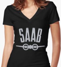 Classic Saab Women's Fitted V-Neck T-Shirt