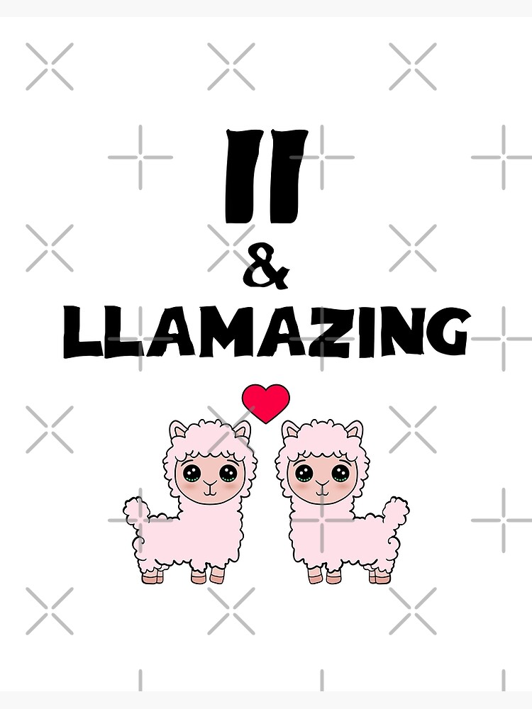 11 and llamazing. Happy birthday. Cute funny happy fluffy Kawaii pink little baby llamas and red heart cartoon. Birthday wishes. 11 and llamazing. Happy birthday. Cute funny happy fluffy Kawaii pink little baby llamas and red heart cartoon. Birthday wishes.