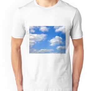 blue shirt with clouds