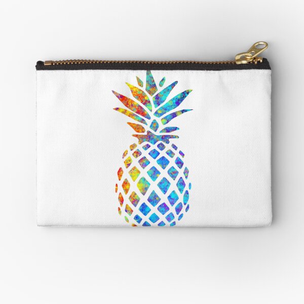Rainbow Watercolor Pineapple Zipper Pouch