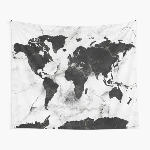 LARGE Color World Map Vector with Monuments Leather Print/Large