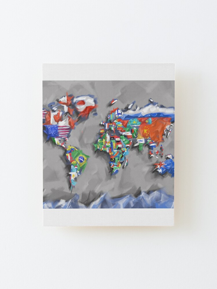 Canvas print Carte du Monde avec drapeaux
