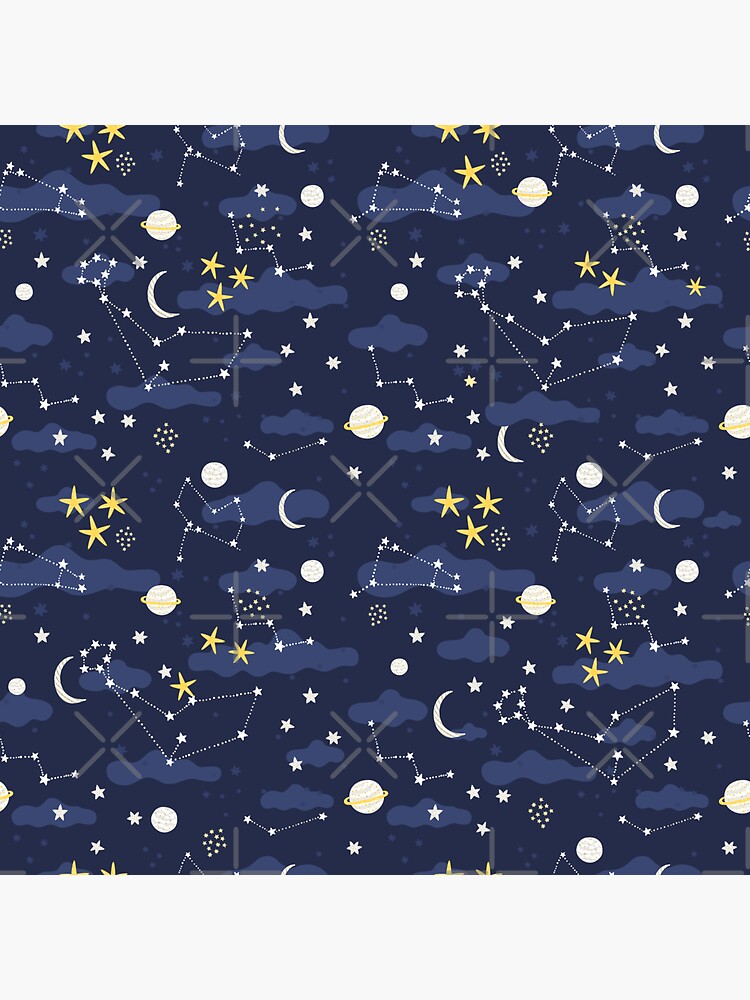 Galaxy - cosmos, moon and stars. Astronomy pattern. Cute cartoon universe design. by kostolom3000