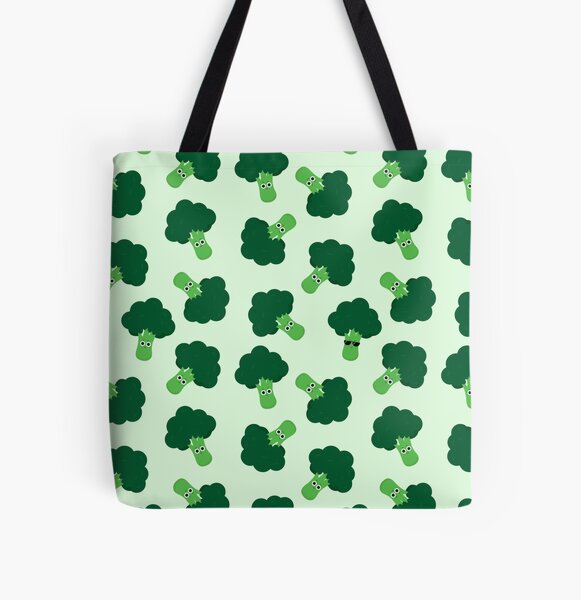 Happy Broccoli All Over Print Tote Bag