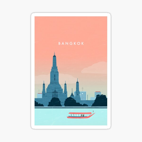 Item preview, Bangkok travel poster designed and sold by katinkareinke.