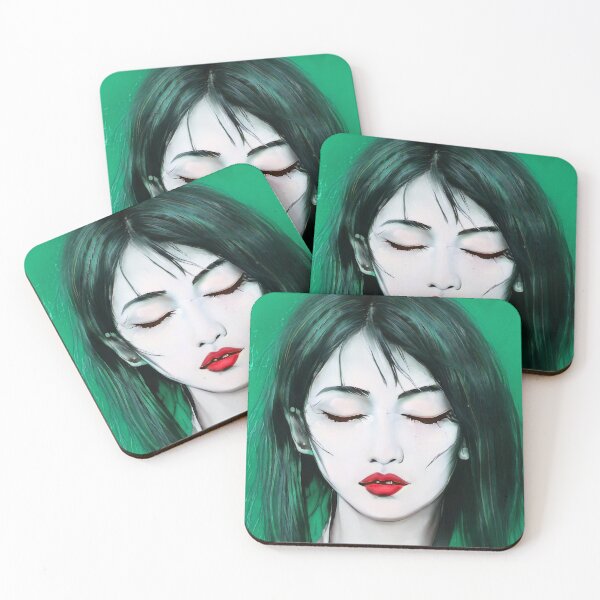 Item preview, Madive Grüne Hintergrund Rote Lippen Portrait  designed and sold by marjard.