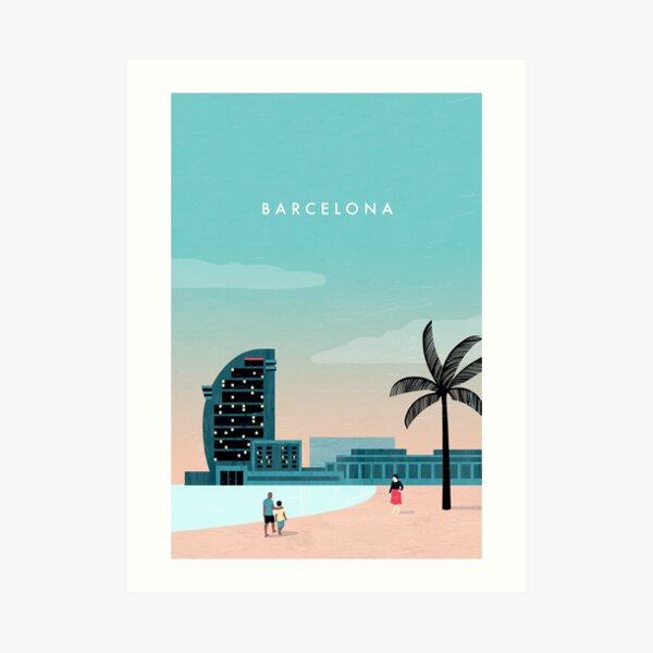 Barcelona Travel Poster Kunstdruck