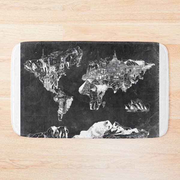 Item preview, world map black and white designed and sold by BekimART.