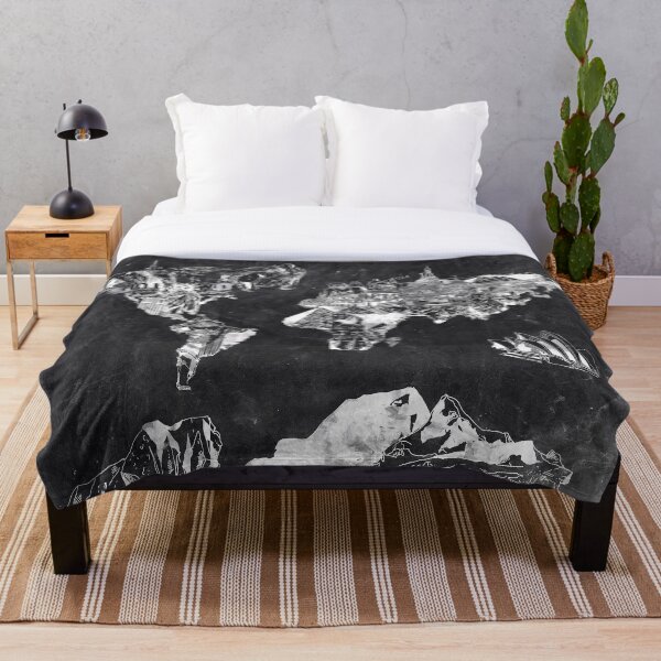 Item preview, world map black and white designed and sold by BekimART.