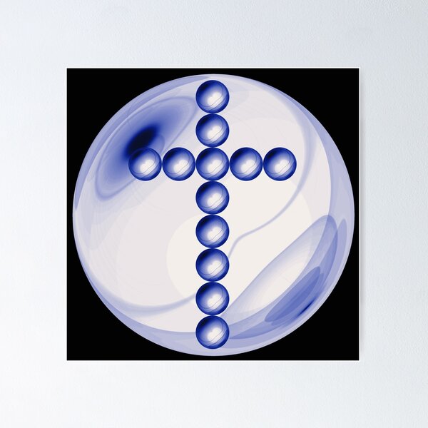 Item preview, Blue and White Cross in Glass Ball designed and sold by TopPopClothing.