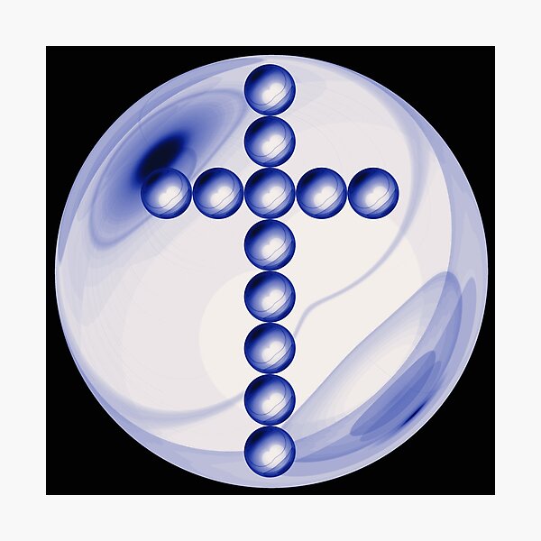 Item preview, Blue and White Cross in Glass Ball designed and sold by TopPopClothing.