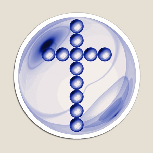 Item preview, Blue and White Cross in Glass Ball designed and sold by TopPopClothing.