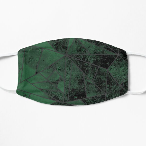 Green and Silver Modern Geometric Abstract Pattern Flat Mask