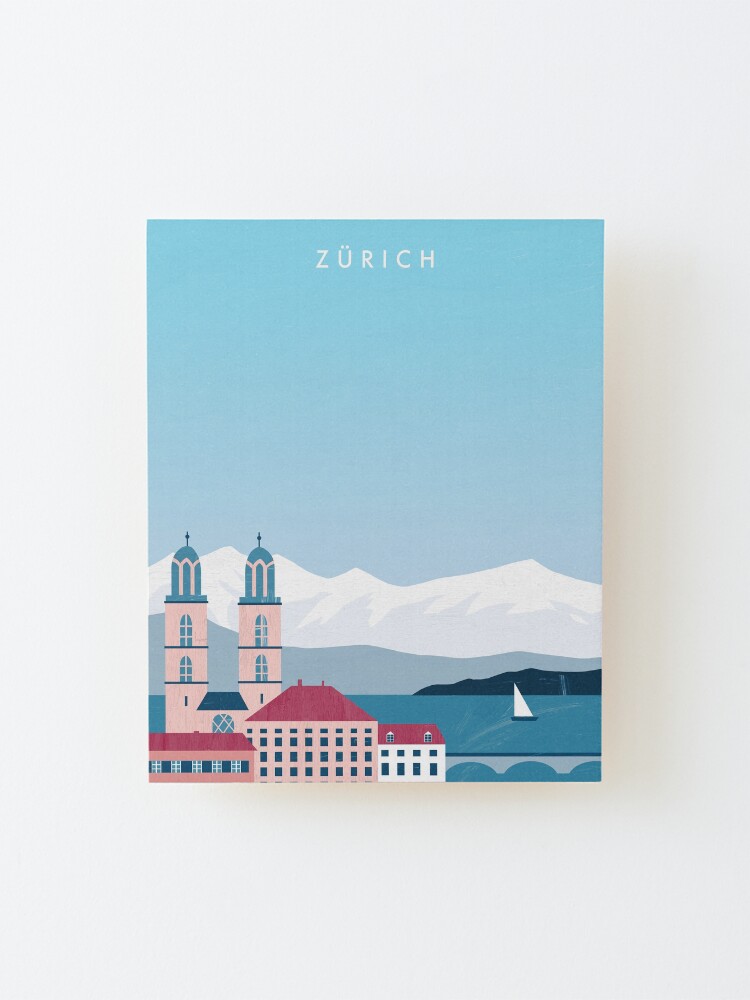 Alternate view of Zurich Travel Poster Mounted Print