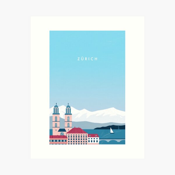 Item preview, Zurich Travel Poster designed and sold by katinkareinke.