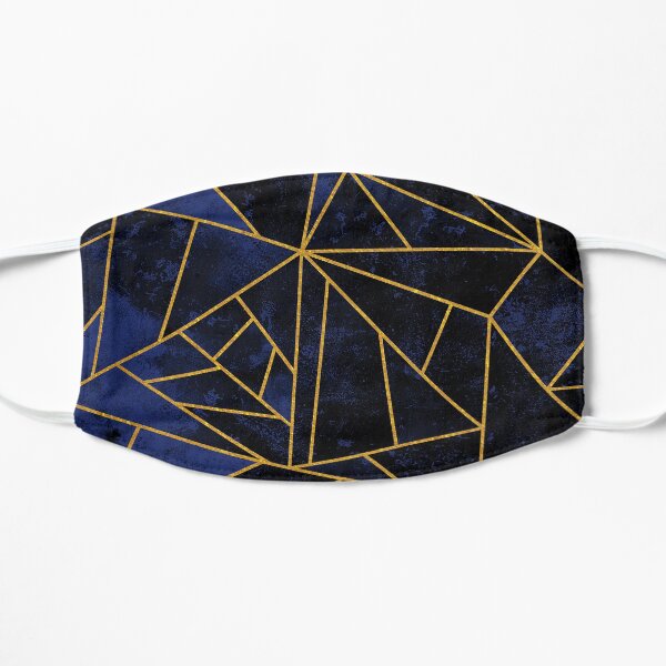 Blue and Gold Modern Abstract Geometric Mask