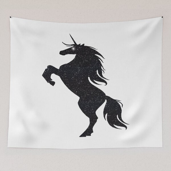 Item preview, Black Glitter Magical Rearing Unicorn designed and sold by Atteestude.