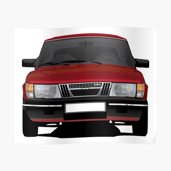 SAAB 900 Turbo illustration red Poster
