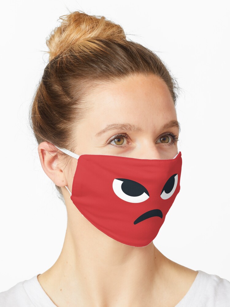 mascarilla smiley enojado cara roja ira emoji grunon emoticon de torch redbubble redbubble