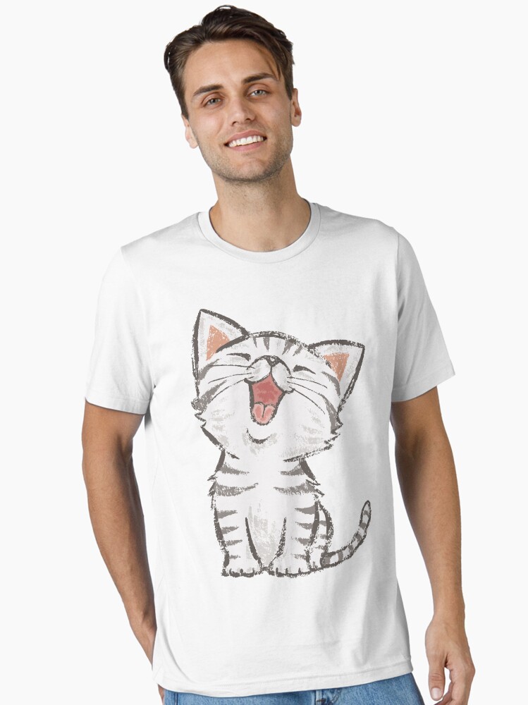 Aperçu 2 sur 7. T-shirt essentiel avec l'œuvre American Shorthair heureux créée et vendue par sanogawa.