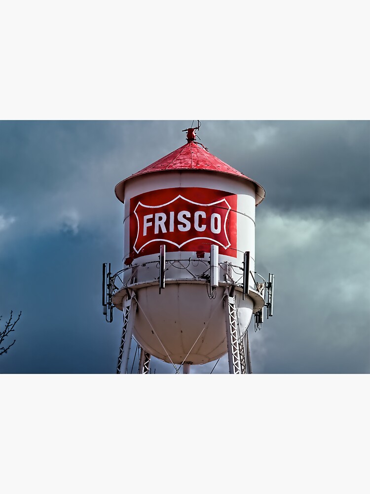 Thumbnail 3 of 3, Sticker, Frisco, Texas Water Tower Against a Threatening Sky designed and sold by Warren Paul Harris.