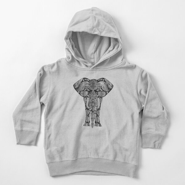 Elephant Black and White Tattoo Toddler Pullover Hoodie