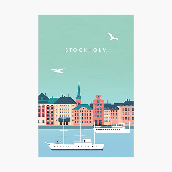 Stockholm Travel Poster Photographic Print