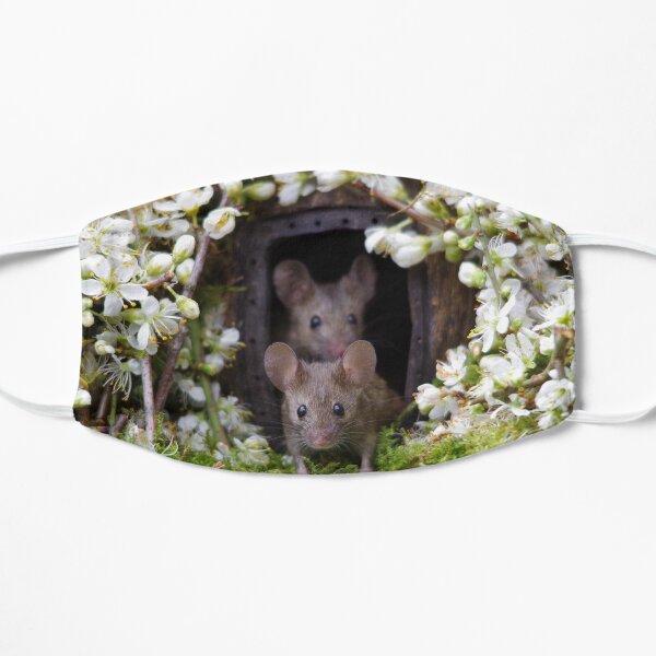 George the mouse in a log pile house - SPRING Mask