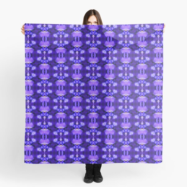 Blue Iris Flower Abstract Design Scarf