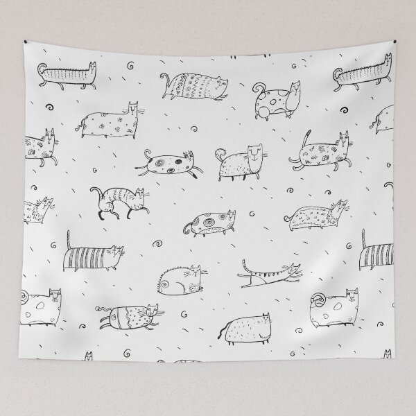 Item preview, Funny Doodle Cats Pattern designed and sold by AnastasiaDesign.