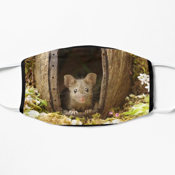 George the mouse in a log pile house Mask