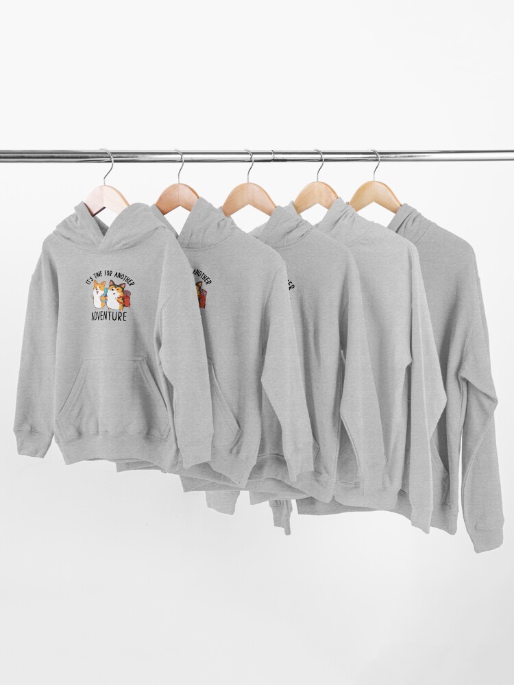 Alternate view of It's time for another adventure Corgi Kids Pullover Hoodie