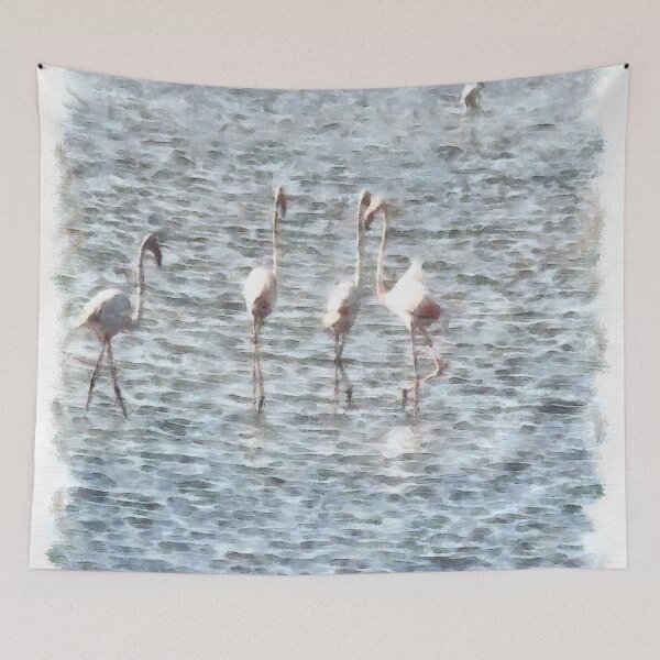 Item preview, A Flamboyant Pat Of Flamingos Watercolor designed and sold by taiche.