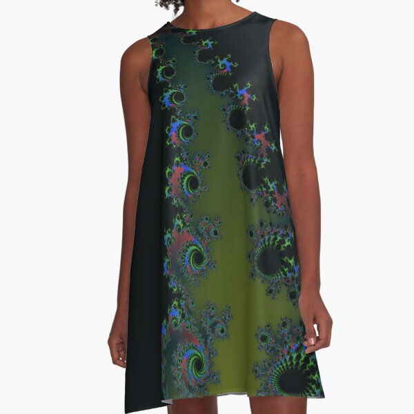 Fractal Art 7 designed and created by (c) Janet Watson Art A-Line Dress