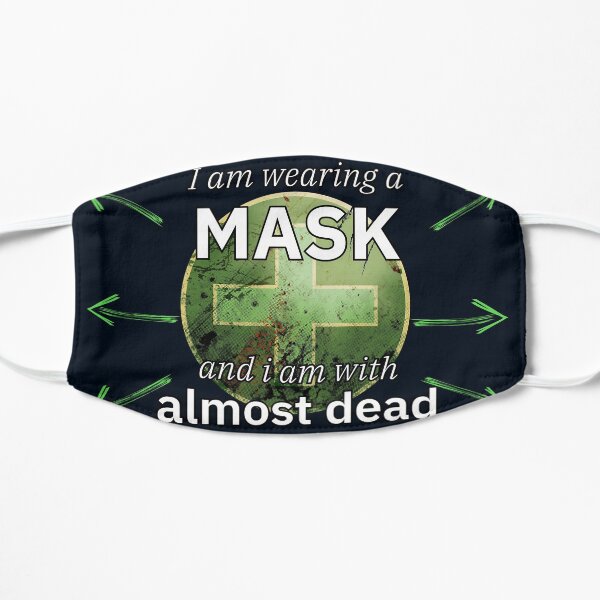 Mit Maske und von Infizierten umgeben. Flache Maske
