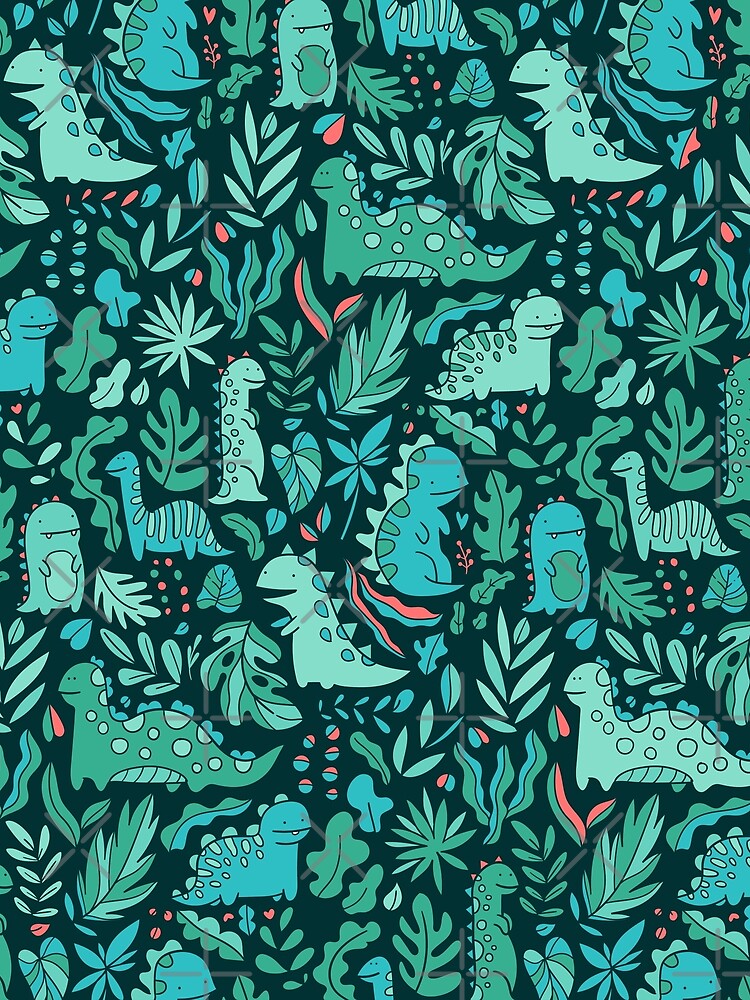 Thumbnail 3 of 3, Scarf, Cute dinosaurs and tropical leaves designed and sold by kostolom3000.