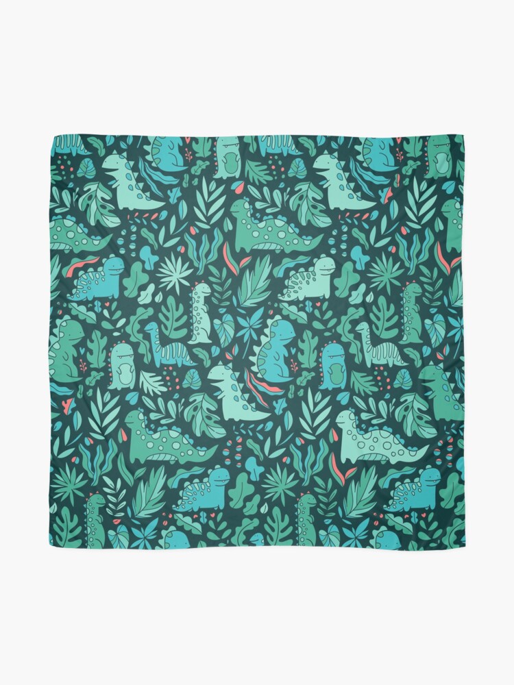 Alternate view of Cute dinosaurs and tropical leaves Scarf