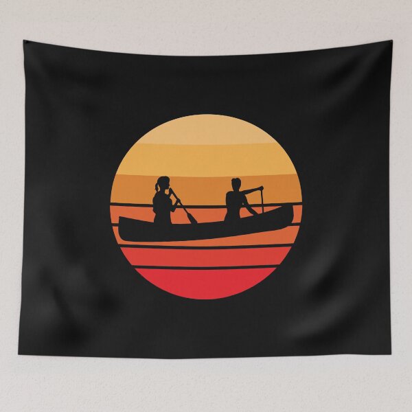 Item preview, Retro Orange Sunset Canoe Canoeing designed and sold by EstelleStar.