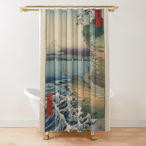 Traditional Japanese Painting Style Shower Curtain, Art Hieroglyph Way  Cloth Bathroom Decor in Black and White - Bluefink