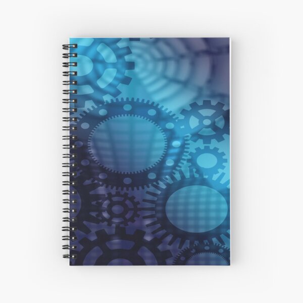Blue Gears Design Spiral Notebook