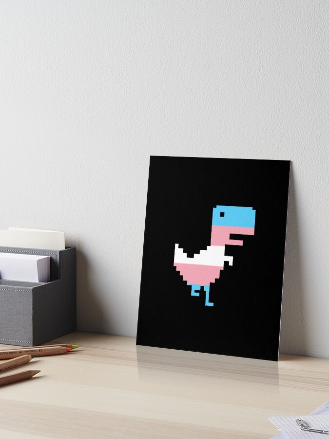 google chrome dino t rex transgender flag dinosaur art board print by littlewhitefox redbubble