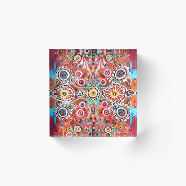 Multi-coloured Indian Frangipani Inspired Pattern Acrylic Block