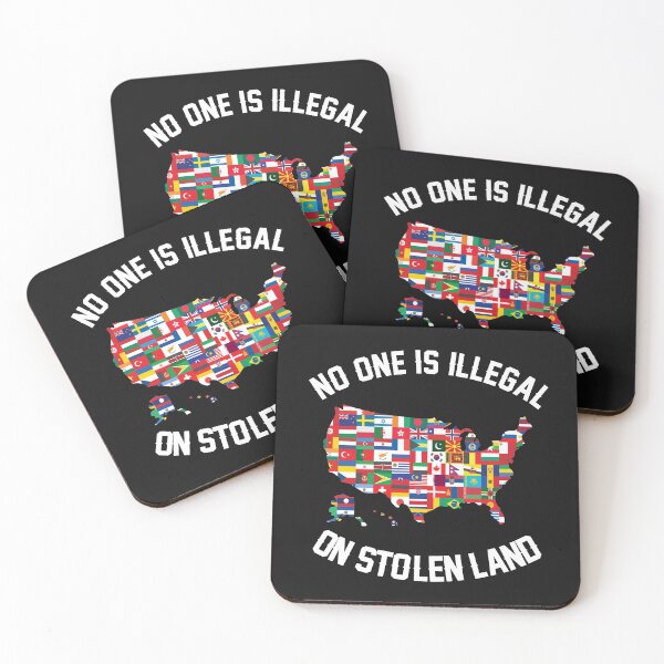 Item preview, No One Is Illegal On Stolen Land US American Map with all counties flags  designed and sold by alenaz.