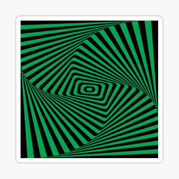 Op-Art Rad Rectangles in Green Sticker