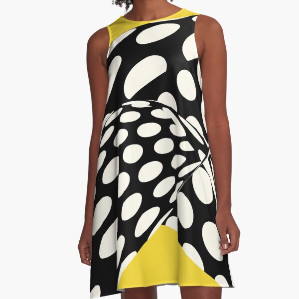 Wavy Dots on Yellow A-Line Dress