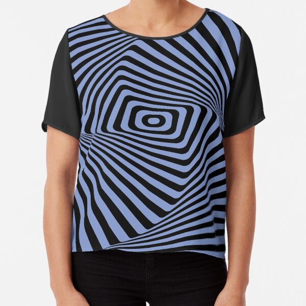 Op-Art Rad Rectangles in Blue Chiffon Top