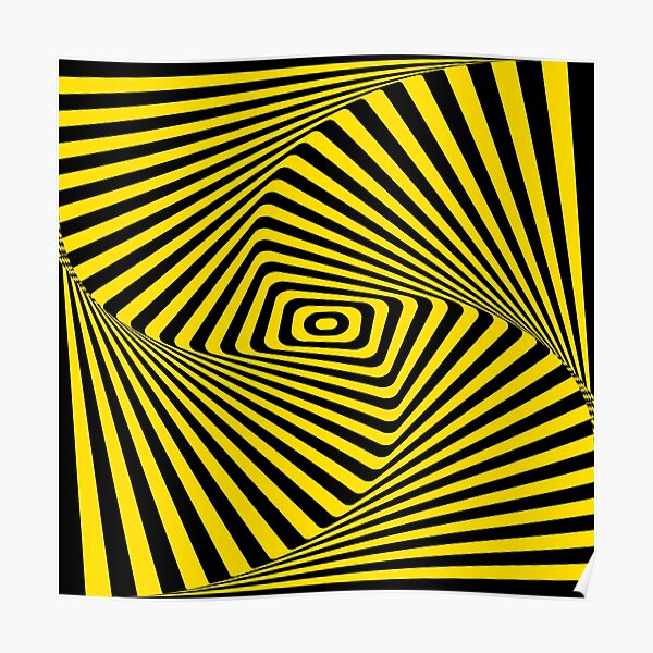 Op-Art Rad Rectangles en or Poster